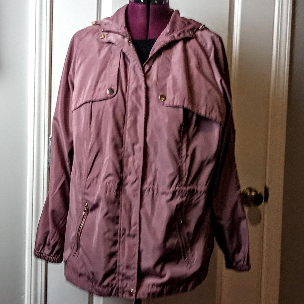 Cavalini Dusty Rose Hooded Windbreaker Jacket - Picture 2 of 7